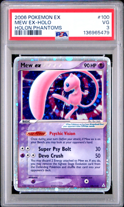 SWIRL PSA 3 2006 Pokemon EX Holon Phantoms Mew EX Holo Foil 100/110 - Image 1