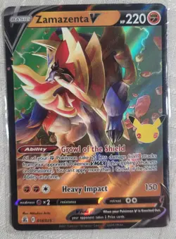 Pokemon TCG Zamazenta v Celebrations Holo Ultra Rare Card 018/025 - Image 1
