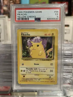 1999 Pokemon TCG Pikachu Yellow Cheeks PSA 5 Chonky - Image 1
