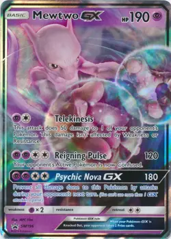 1x Mewtwo GX - SM196 - SM Black Star Promo Lightly Played Pokemon SM Black Star - Image 1