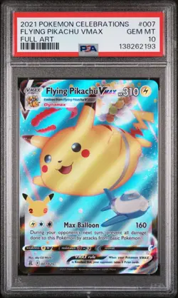 PSA 10 FLYING PIKACHU VMAX CELEBRATIONS 007 POKEMON MJ - Image 1