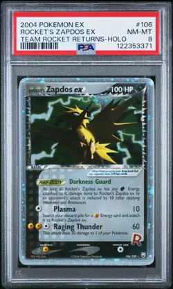 2004 POKEMON EX TEAM ROCKET RETURNS #106 ROCKET'S ZAPDOS EX-HOLO PSA 8 - Image 1