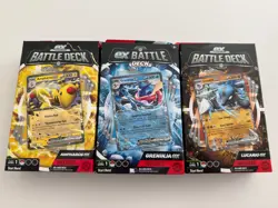Lot 3x Pokemon TCG ex Battle Decks: Ampharos, Greninja, Lucario - New/Sealed - Image 1