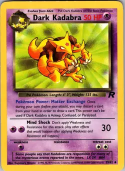 Dark Kadabra Team Rocket Uncommon MP Pokemon 39/82 Unlimited - Image 1