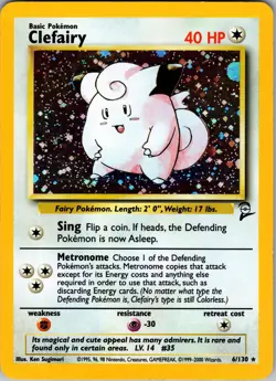Clefairy Base Set 2 Holo Rare NM Pokemon 006/130 Holofoil - Image 1