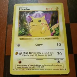 Pikachu 58/102 Shadowless RED CHEEKS Base Set Vintage Pokemon Card WOTC HP/MP - Image 1