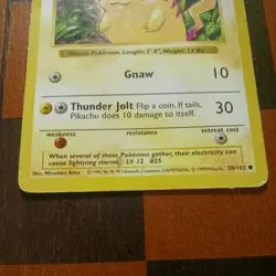 Pikachu 58/102 Shadowless RED CHEEKS Base Set Vintage Pokemon Card WOTC HP/MP - Image 2