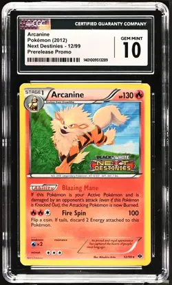 Pokemon Next Destinies ARCANINE 12/99 Prerelease Promo CGC 10 - Image 1