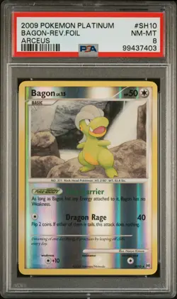 2009 POKEMON PLATINUM ARCEUS SH10 BAGON-REVERSE FOIL PSA 8 - Image 1