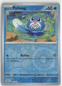 Pokemon TCG Scarlet & Violet 151 MEW Reverse Foil Common #060/165 Poliwag - Image 1