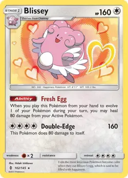 Blissey #102/145 (Guardians Rising) SM02 Pokemon (Holo Rare) NM *2017* - Image 3