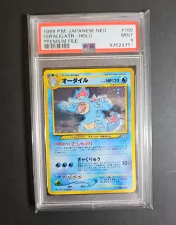 Pokemon TCG Feraligatr Holo Rare Neo Pocket Monsters 2000 Premium File - Image 1