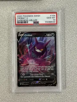 2020 Pokemon SWSH Crobat V Darkenss Ablaze - PSA 10 - #104 Genuine - Image 1
