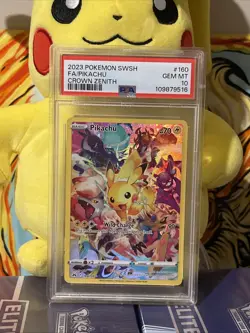 2023 Pokemon SWSH Crown Zenith Pikachu #160/159 FA Secret, PSA 10 Gem Mint - Image 1