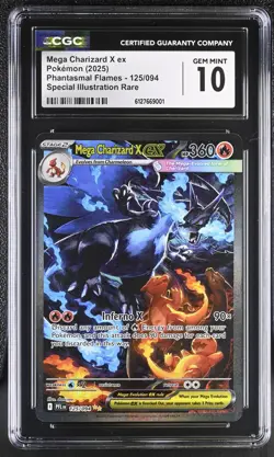 CGC 10 Mega Charizard X EX 125/094 Phantasmal Flames SIR Pokemon - Image 1