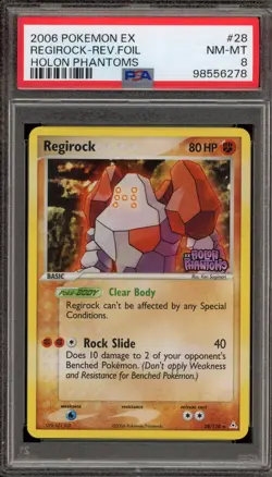 Pokemon Regirock EX Holon Phantoms Reverse Holo Rare #28 PSA 8 - Image 1