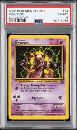 2000 POKEMON PROMO BLACK STAR #14 MEWTWO PSA 6 - Image 1