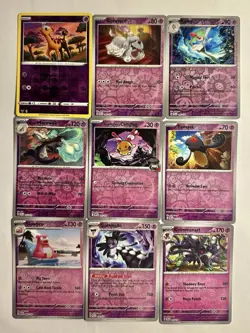 ¢50 Each Cute Pink Pokemon TCG Psychic Reverse Holo Lot 9 Cards - Image 1
