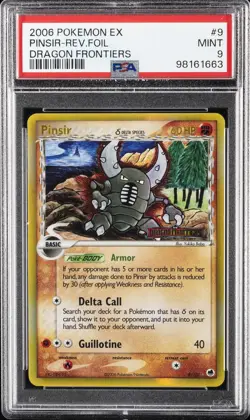2006 POKEMON EX DRAGON FRONTIERS #9 PINSIR-REVERSE FOIL PSA 9 - Image 1