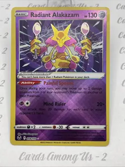 Pokemon TCG SWSH Silver Tempest Radiant Alakazam 059/195 Ultra Rare - Image 1