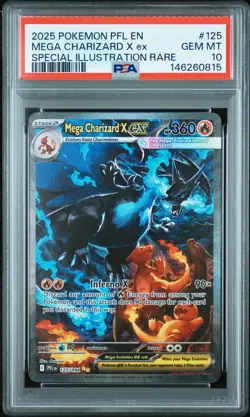 2025 POKEMON PFL EN-PHANTASMAL FLAMES #125 MEGA CHARIZARD X EX PSA 10 - Image 1