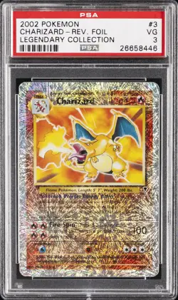 2002 POKEMON LEGENDARY COLLECTION #3 CHARIZARD-REVERSE FOIL PSA 3 - Image 1