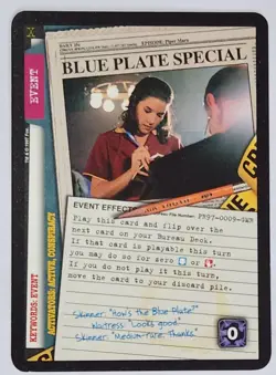 1997 The X-Files CCG Collectible Card Game Promo: Blue Plate Special - Image 1