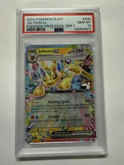 Pokemon TCG Play Jolteon EX Prize Pack Series 7 Stamped Card 030/131 PSA 10 - Image 1