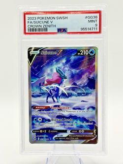 Pokemon 2023 SWSH Crown Zenith Full Art Ultra Rare Holo Suicune V GG38 PSA 9 MT - Image 1