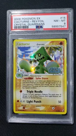 2006 Pokemon: CACTURNE 15/100 [Reverse Holo] [EX Crystal Guardians] NM/MT PSA 8 - Image 1