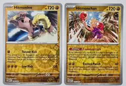 Pokemon 151 Hitmonlee & Hitmonchan Reverse Foil Evo Set 106 107 NM ENGLISH - Image 3