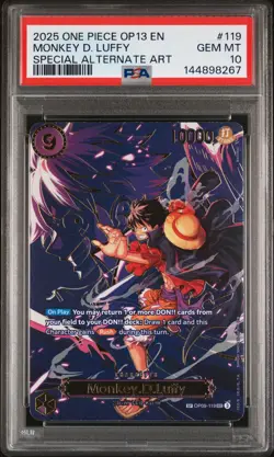 ONE PIECE OP13 CARRYING ON HIS WILL OP09-119 MONKEY D LUFFY PSA 10 SP ALT ART - Image 1