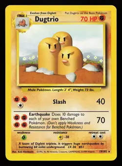 Dugtrio 19/102 Rare Base Set Pokemon Card - Image 1