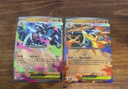 Mega Charizard X EX 029 + Mega Charizard Y EX 030 Pokemon Card Lot NM - Image 1