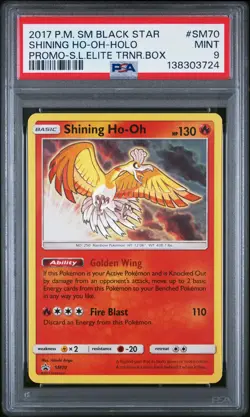 2017 POKEMON SM BLACK STAR PROMO #SM70 SHINING HO-OH-HOLO PSA 9 - Image 1