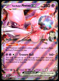 Pokemon TCG Team Rocket's Mewtwo ex 081/182 Destined Rivals Double Rare - LP - Image 1
