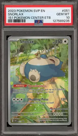 Pokemon Snorlax 151 P.M. Center ETB Promo SVP EN 051 PSA 10 Gem Mint - Image 1