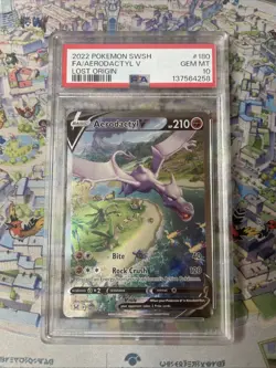 2022 POKEMON SWORD & SHIELD LOST ORIGIN #180 FULL ART/AERODACTYL V PSA 10 - Image 1