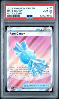 2025 POKEMON MEG EN-MEGA EVOLUTION 175 RARE CANDY ULTRA RARE PSA 10 - Image 1