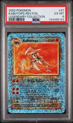 2002 Pokemon Legendary Collection #27 /110 KABUTOPS REVERSE FOIL PSA 6 - Image 1