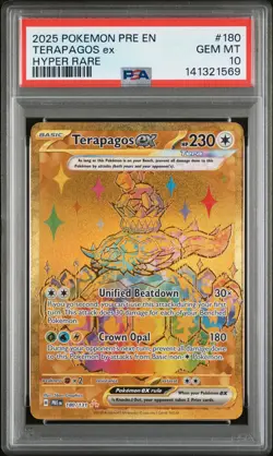 2025 POKEMON PRE EN-PRISMATIC EVOLUTIONS HYPER RARE #180 TERAPAGOS EX PSA 10 - Image 1