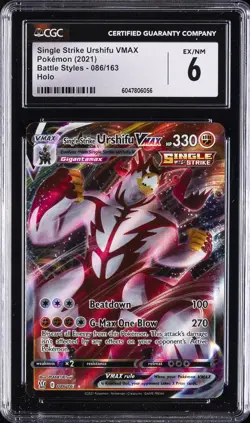 2021 BATTLE STYLES POKEMON HOLO #086/163 SINGLE STRIKE URSHIFU VMAX CGC 6 - Image 1