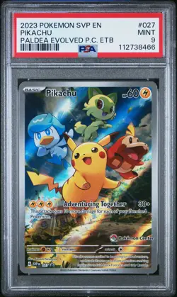 2023 POKEMON SVP EN-SV BLACK STAR PROMO #027 PIKACHU PSA 9 - Image 1