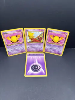 Vintage Pokemon Team Rocket Drowzee x2 & Abra + Psychic Energy WOTC Lot - Image 1