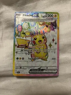 Pokemon Pikachu ex 219/191 Sv08 Surging Sparks Ultra Rare Full Art Holo - Image 1