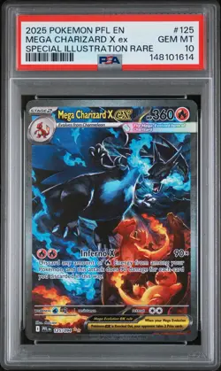 2025 POKEMON PFL EN-PHANTASMAL FLAMES #125 MEGA CHARIZARD X EX PSA 10 - Image 1