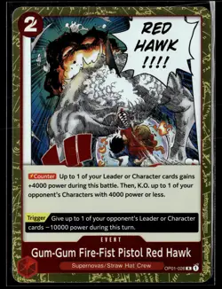 One Piece TCG Romance Dawn #OP01-026 Gum-Gum Fire-Fist Pistol Red Hawk - Image 1