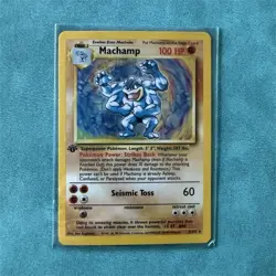 Pokemon Machamp 1st Edition Base Set Holo Rare 8/102 100HP Seismic Toss - Image 1