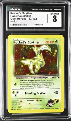 CGC 8 Rocket's Scyther 2000 Gym Heroes 13/132 Holo Pokemon Card psa - Image 1