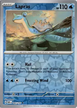 Lapras 045/197 Reverse Holo SV03: Obsidian Flames Pokemon Card TCG - Image 1